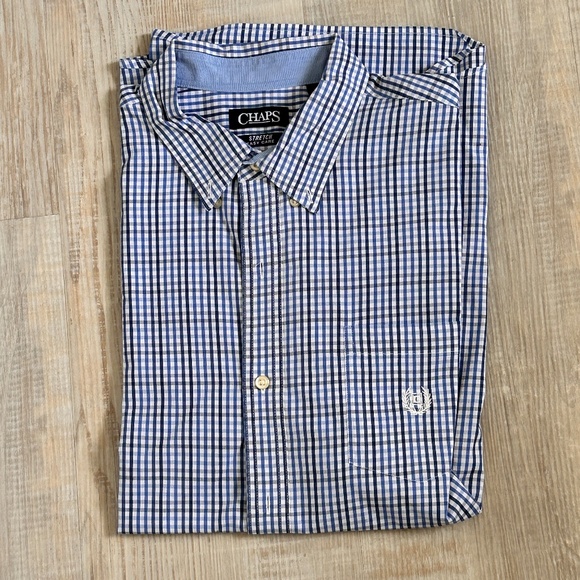 Chaps by Ralph Lauren Long Sleeve Button Down Shirt Blue Plaid Check Size XXL - Picture 1 of 5